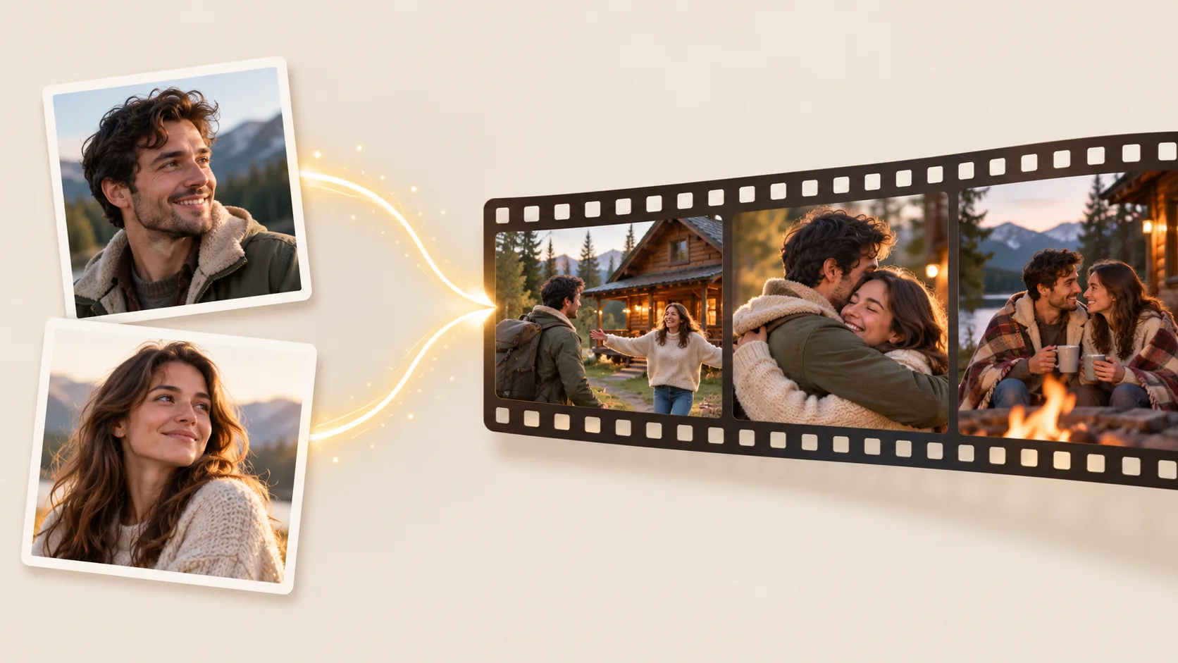 Two separate photo references becoming one AI zombie trend video